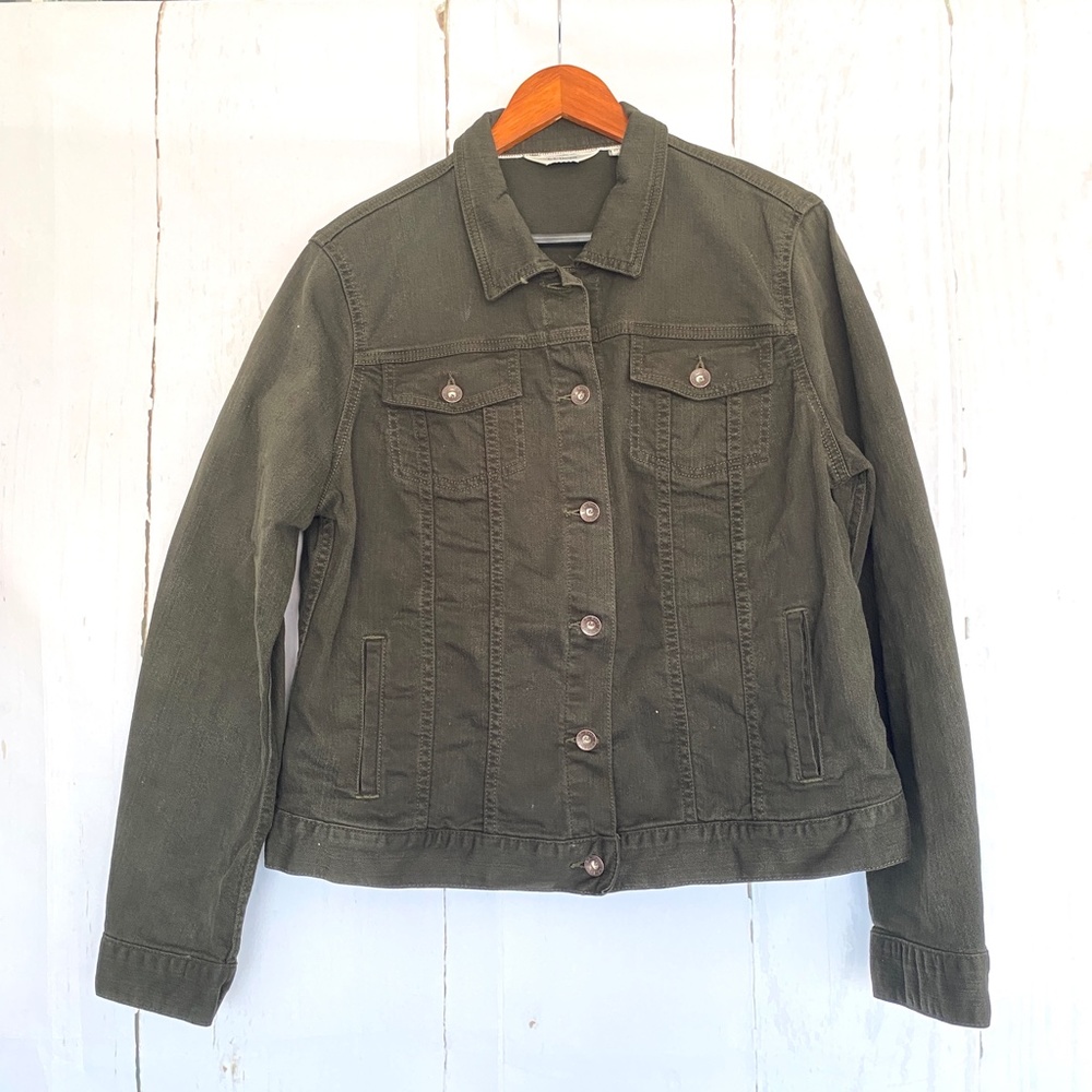 L.L. BEAN Black Long Sleeve Denim Jean Jacket Large L